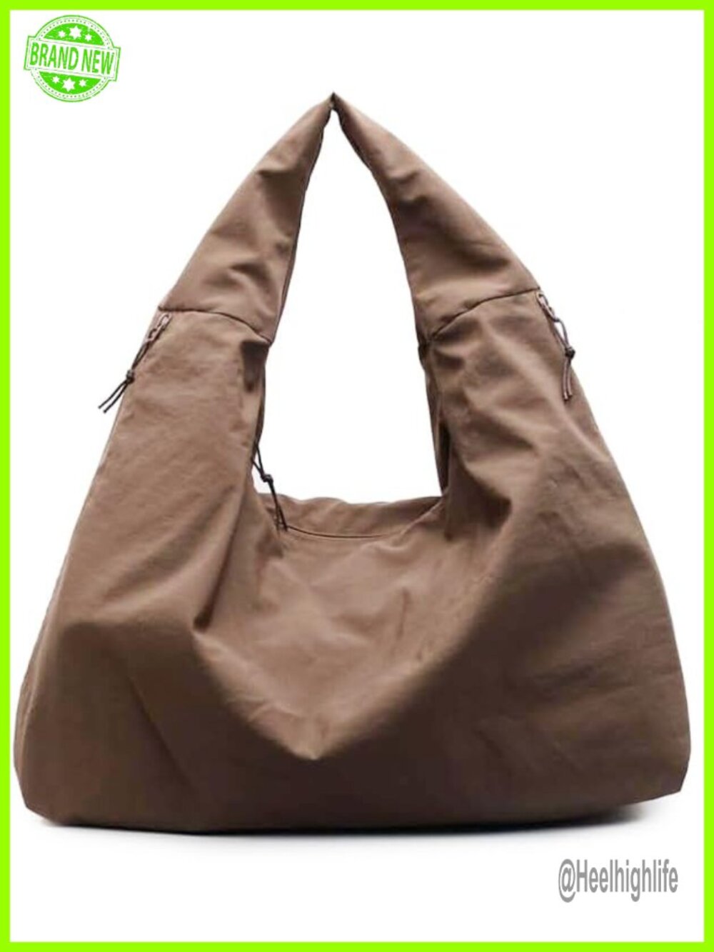 Large Nylon Hobo Shoulder Bag Slouchy Crescent Tote Multi Pocket